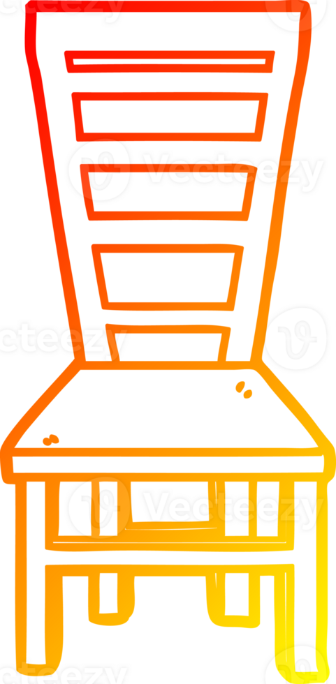 warm gradient line drawing of a old wooden chair cartoon png