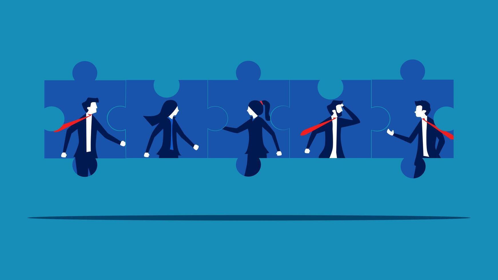 Human Resources puts together the jigsaw puzzle of business teams vector