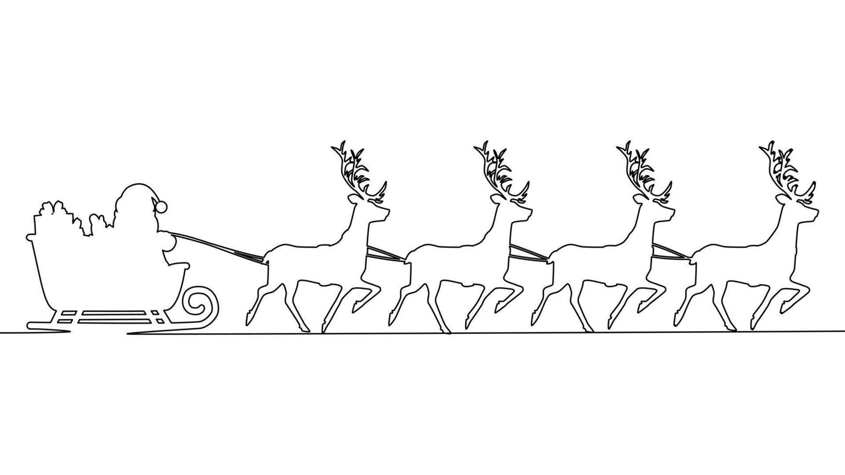 santa claus on sleigh full of gifts and  reindeers. vector