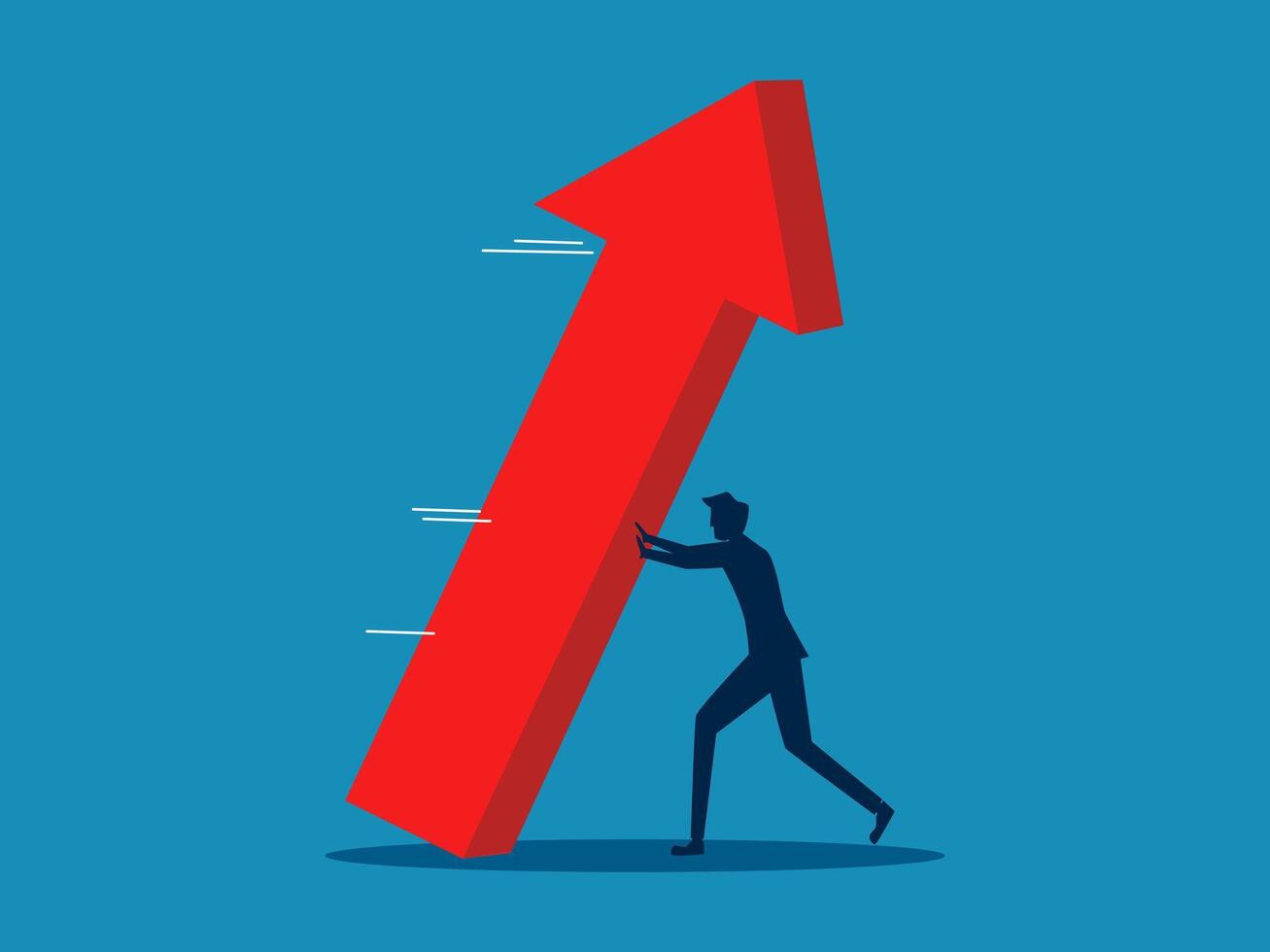 Businessman stops the growth arrow from falling vector