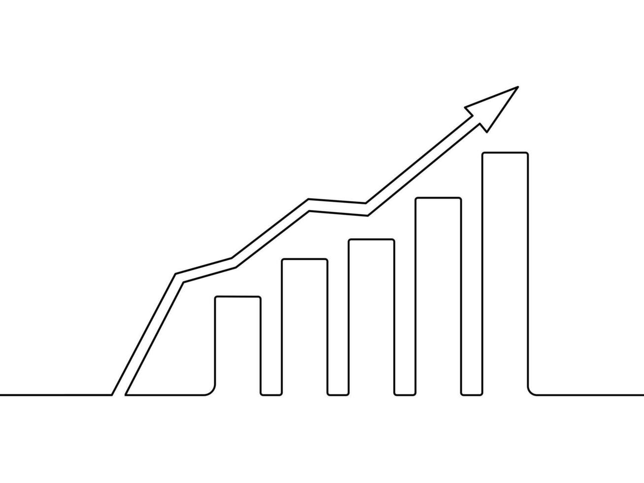 Drawing continuous lines of bar and arrow charts vector