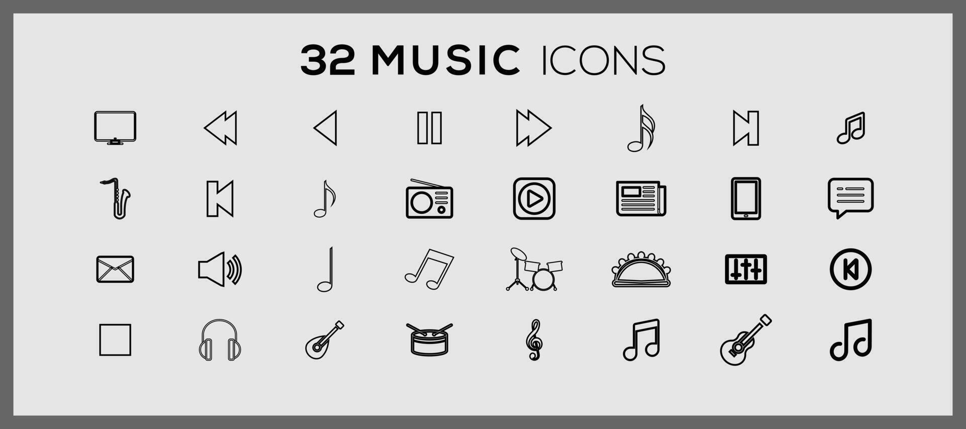 Music icon collection. Music instruments and set icons. Set of music musical instruments icons. vector