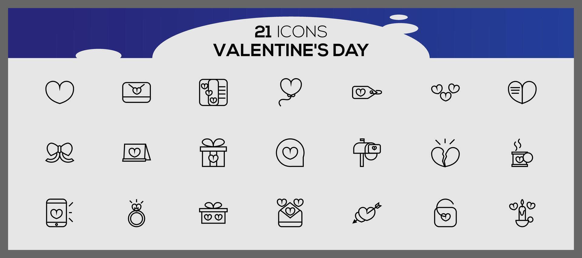 Valentine's day icons. Collection of illustrated valentine's icons. vector