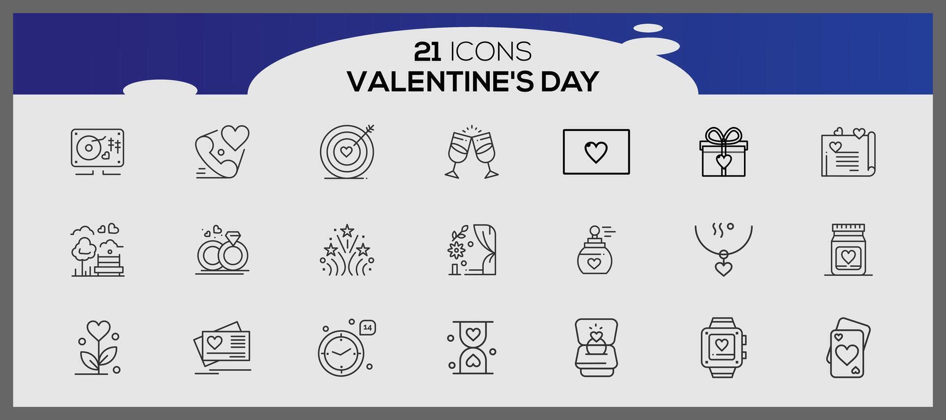 Valentine's day icons. Collection of illustrated valentine's icons. vector