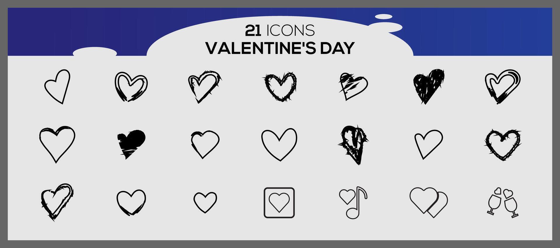 Valentine's day icons. Collection of illustrated valentine's icons. vector