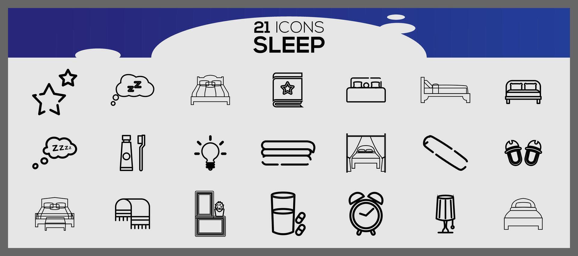 dormir hora iconos dormir mejor concepto plano iconos conjunto de dormir color iconos vector