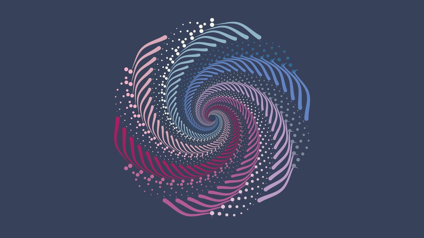 Abstract spiral round spinning vortex wavy line urgency data cycle background. vector