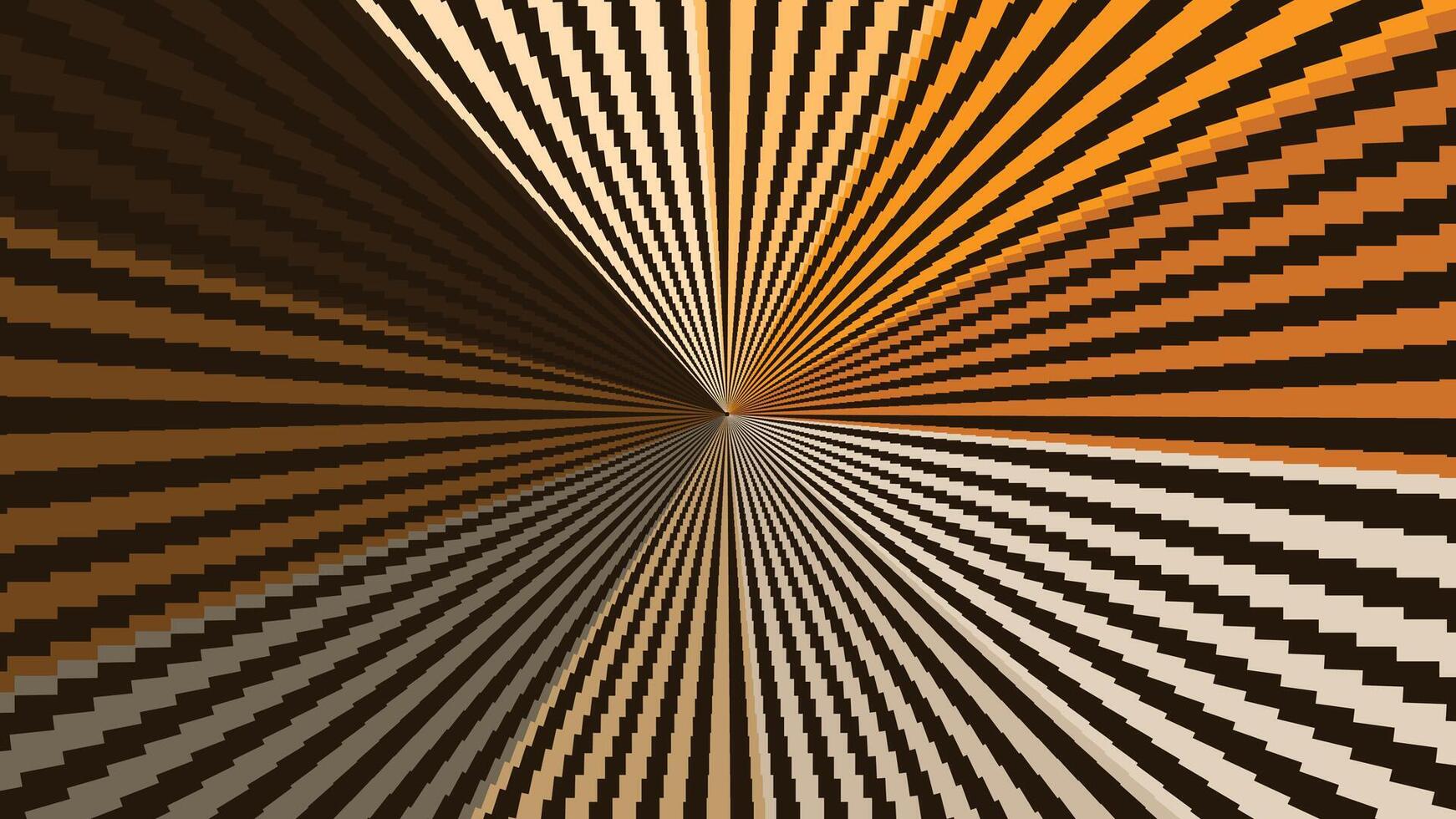 Abstract spiral spinning wavy line dark yellow background. vector