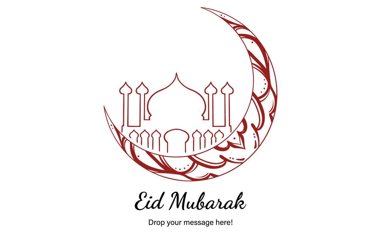 Eid Mubarak moon and mosque beautiful background with Vector