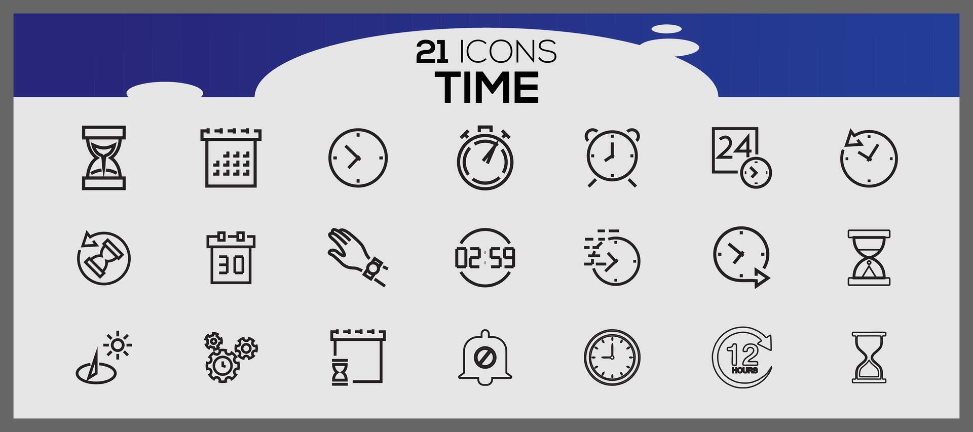 hora íconos recopilación. relojes icono colocar. reloj íconos colocar. vector