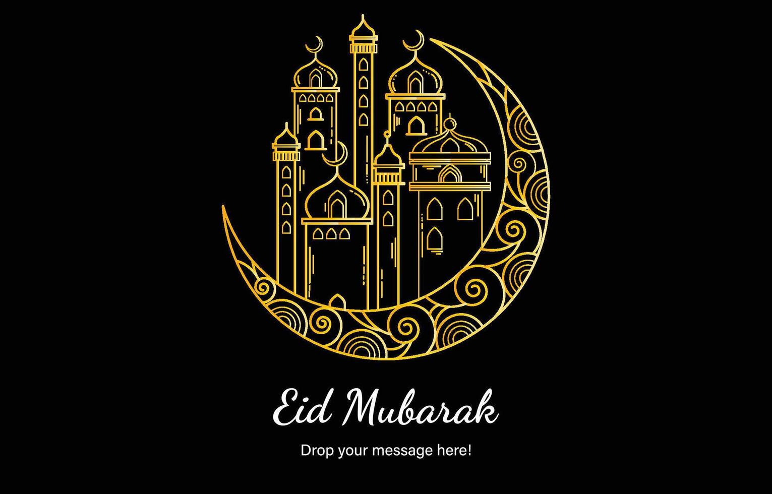 Eid Mubarak beautiful theme background of dark yellow color with vector