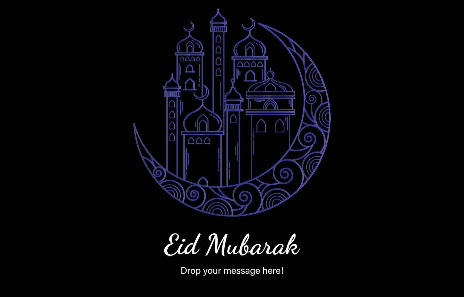 Eid Mubarak beautiful theme background of indigo color with vector