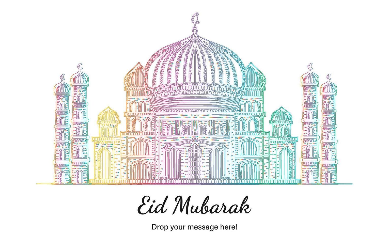 Eid Mubarak beautiful theme background of summer multicolor with vector