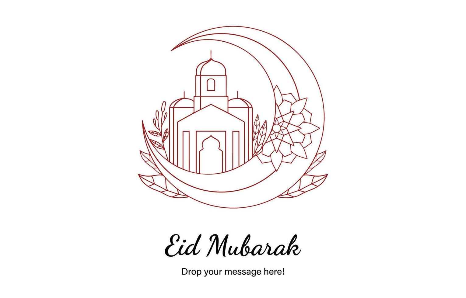 Eid Mubarak moon and mosque beautiful background with Vector