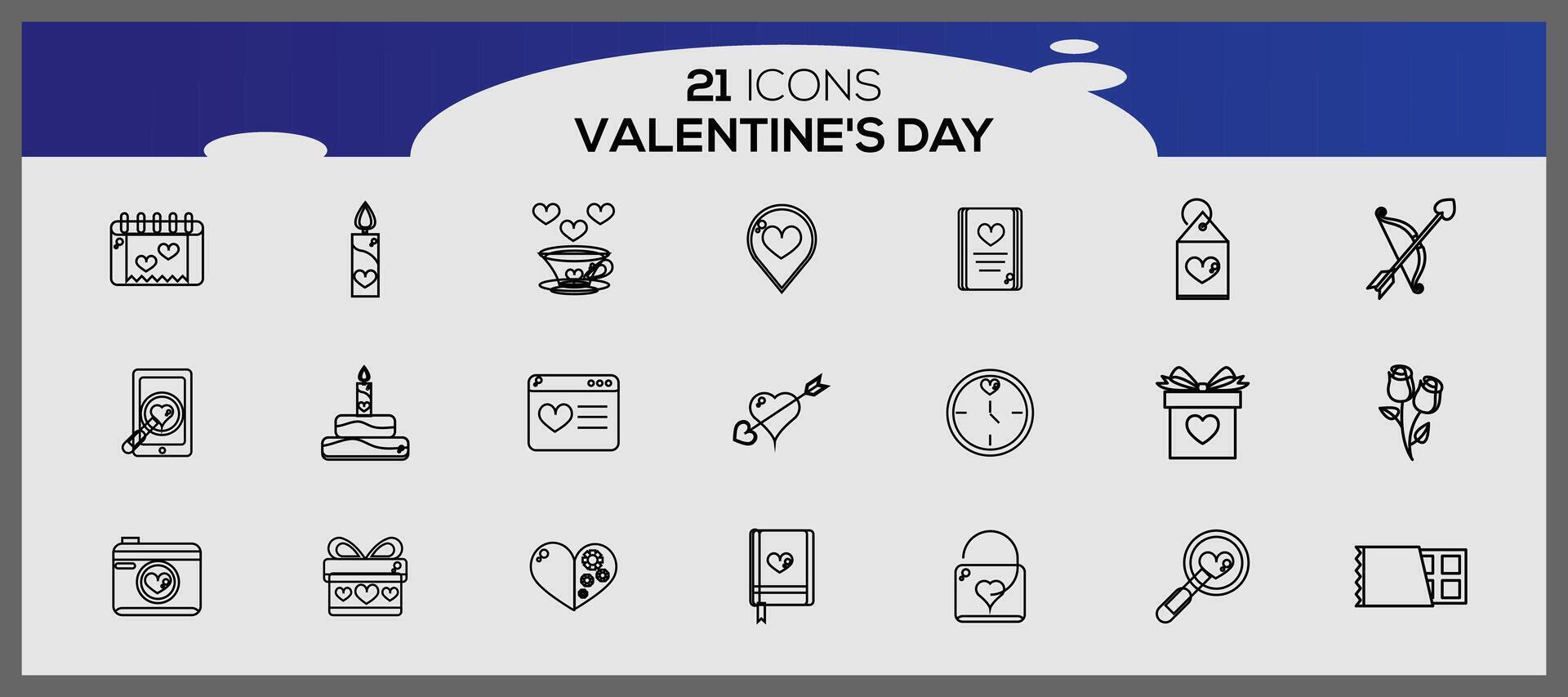 San Valentín día iconos colección de ilustrado San Valentín iconos vector