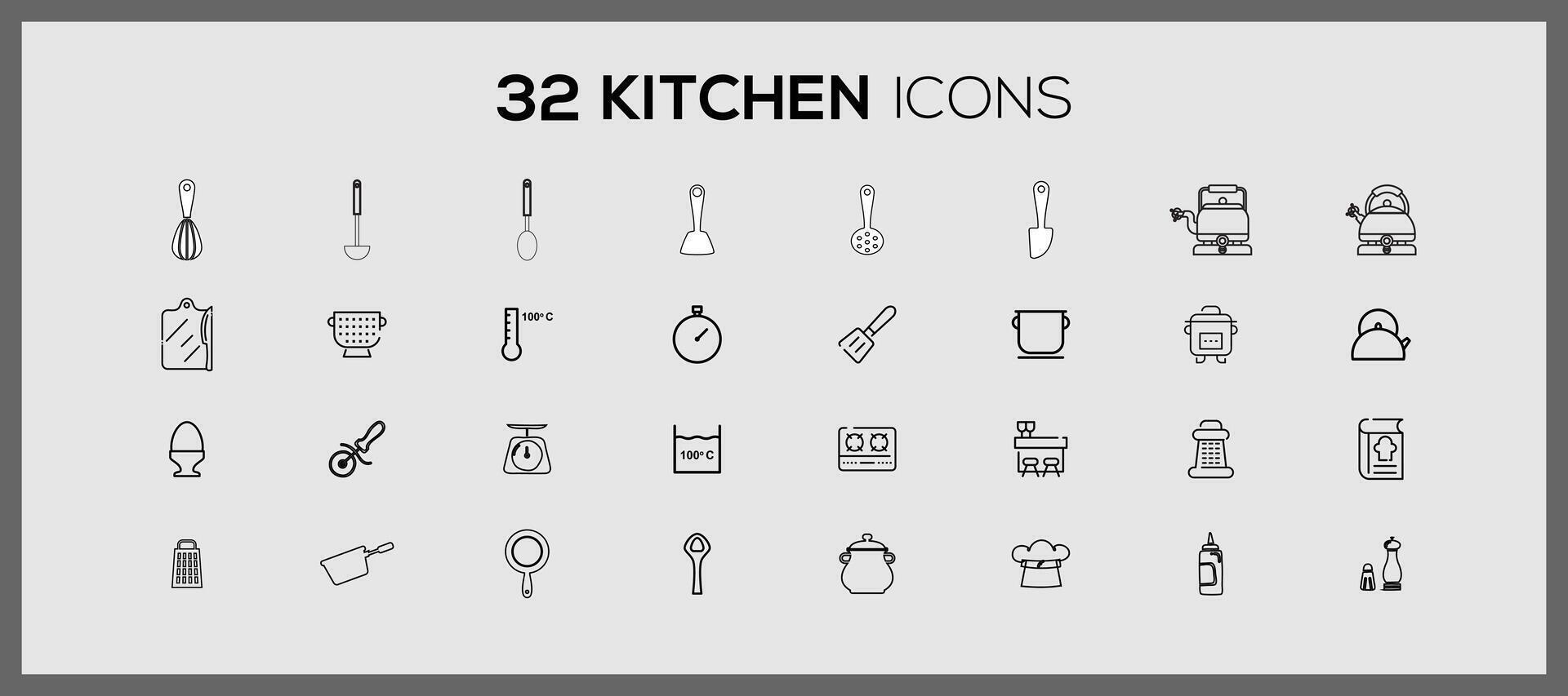 Different kitchen icons. Cute kitchen utensils doodle sticker set. Cooking doodle icons kitchen utensils line food restaurant logo. vector