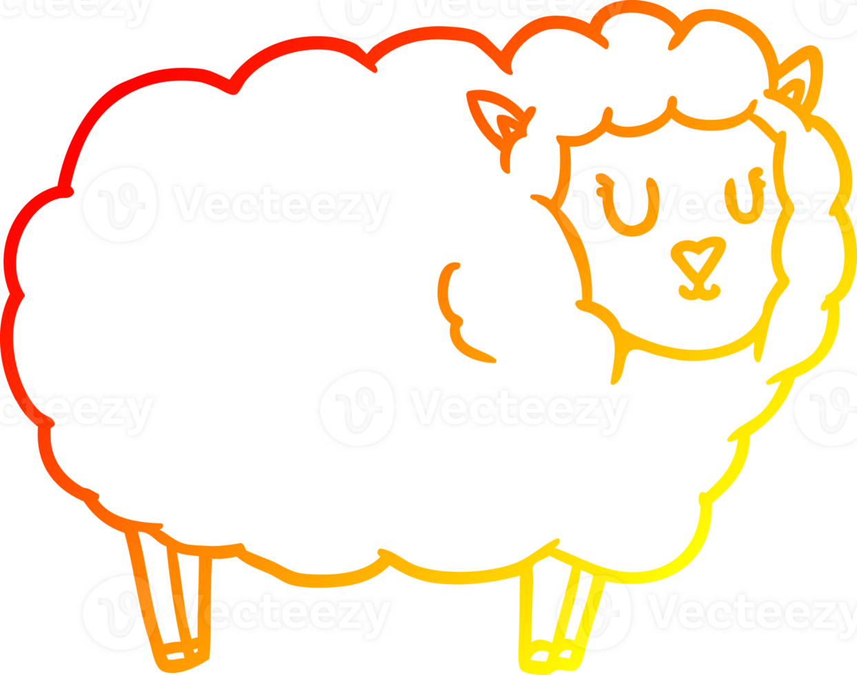 warm gradient line drawing of a cartoon sheep png
