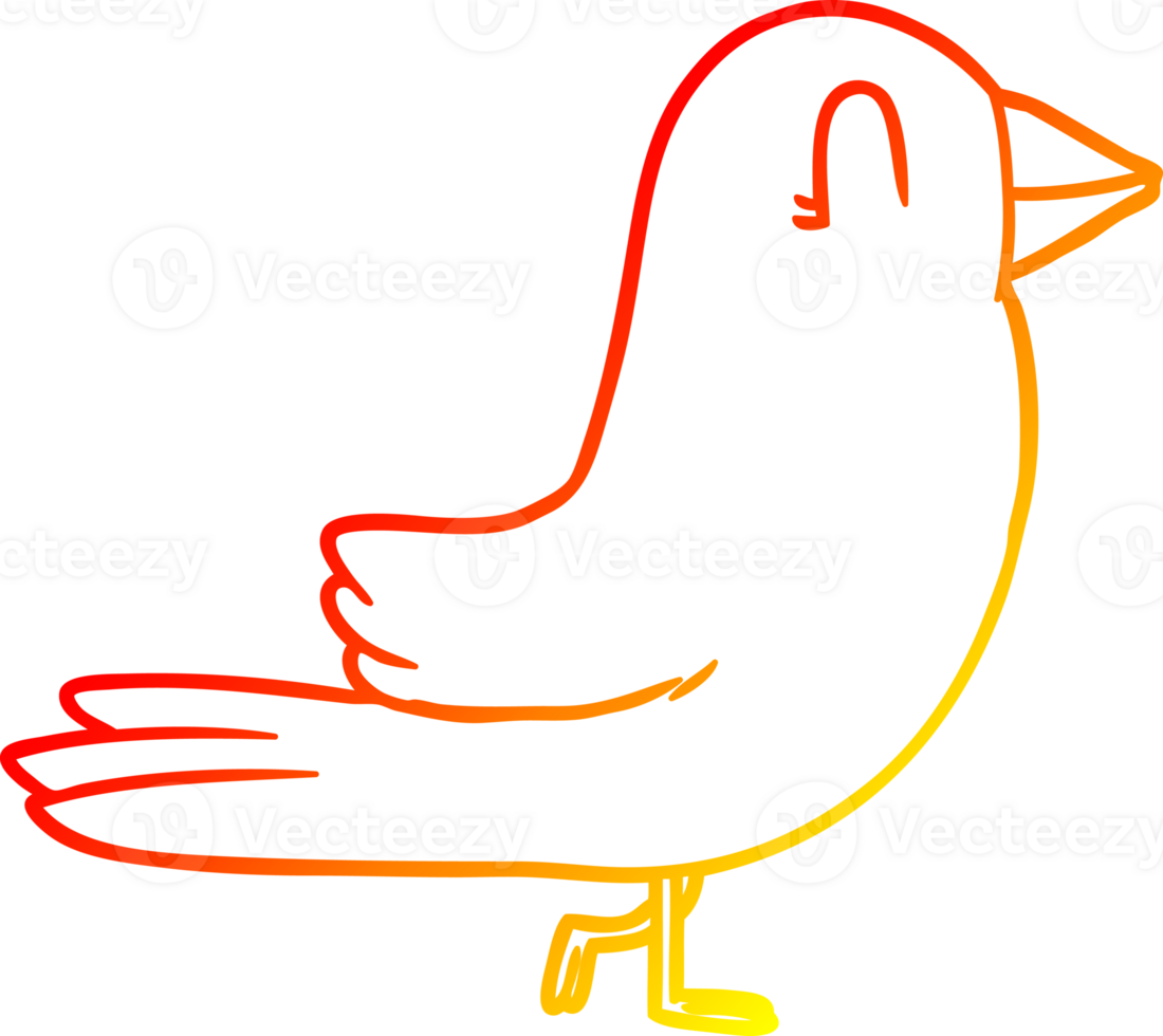 warm gradient line drawing of a cartoon bird png