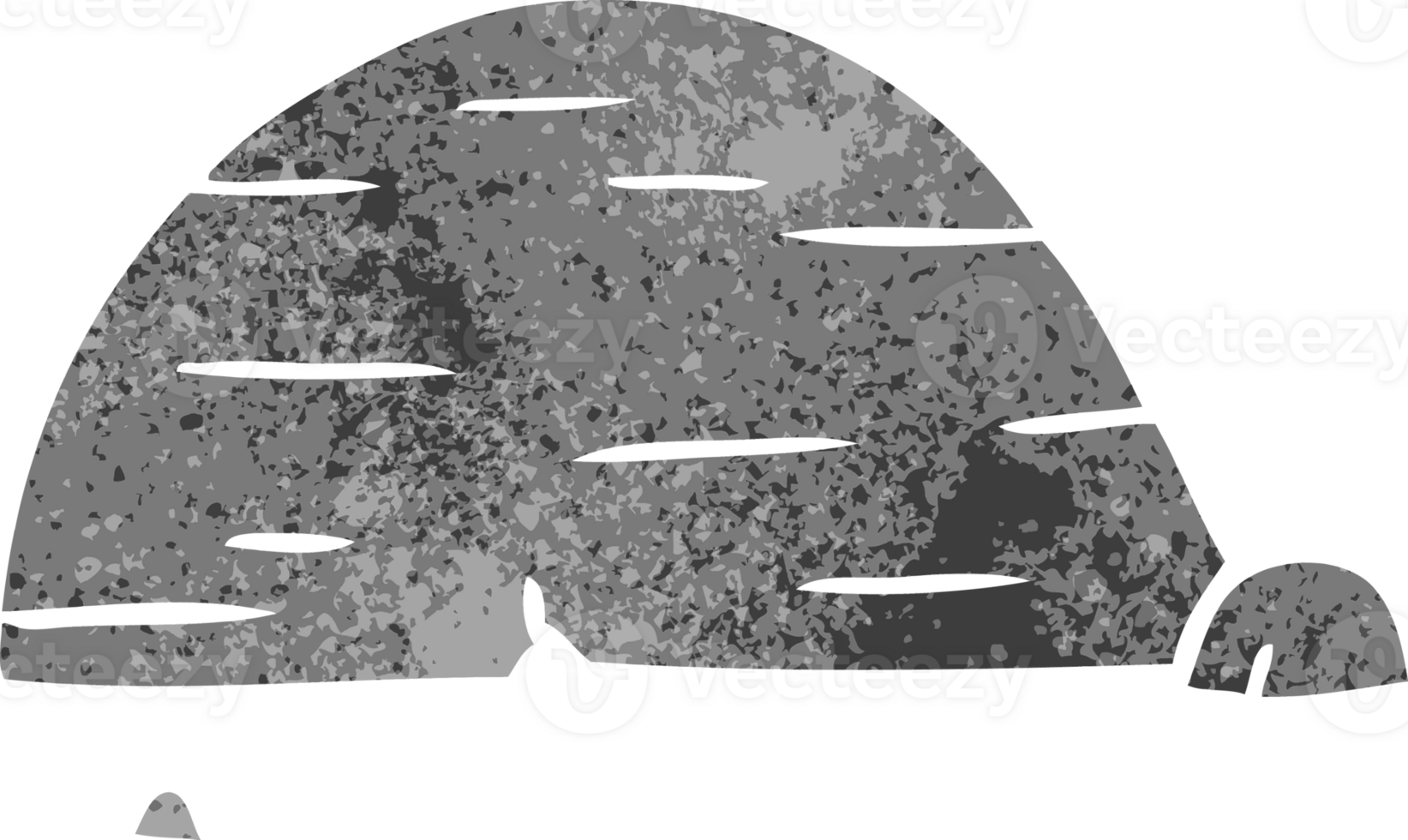 hand drawn retro cartoon doodle of grey stone boulder png