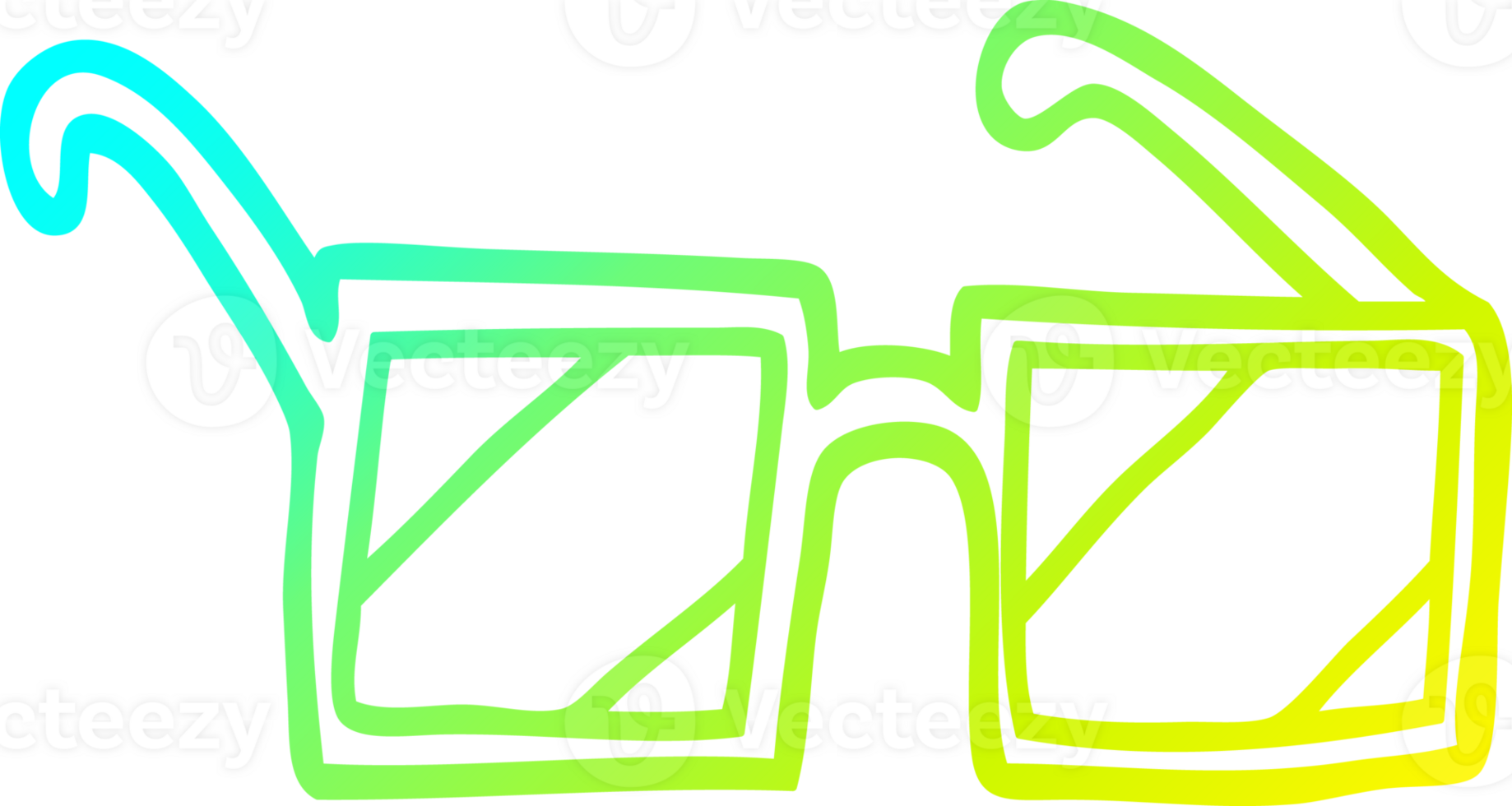 cold gradient line drawing of a cartoon square spectacles png
