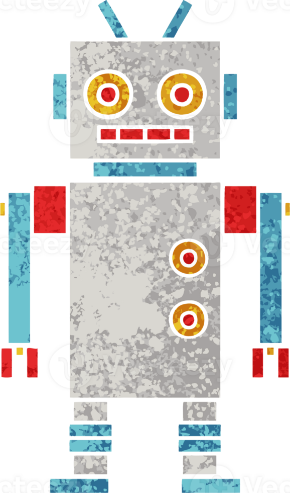 retro illustration style cartoon of a dancing robot png