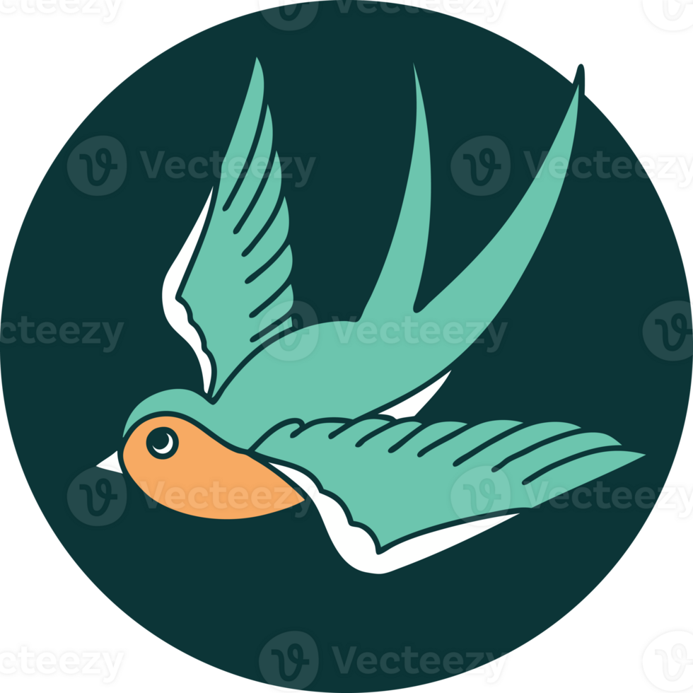 iconic tattoo style image of a swallow png