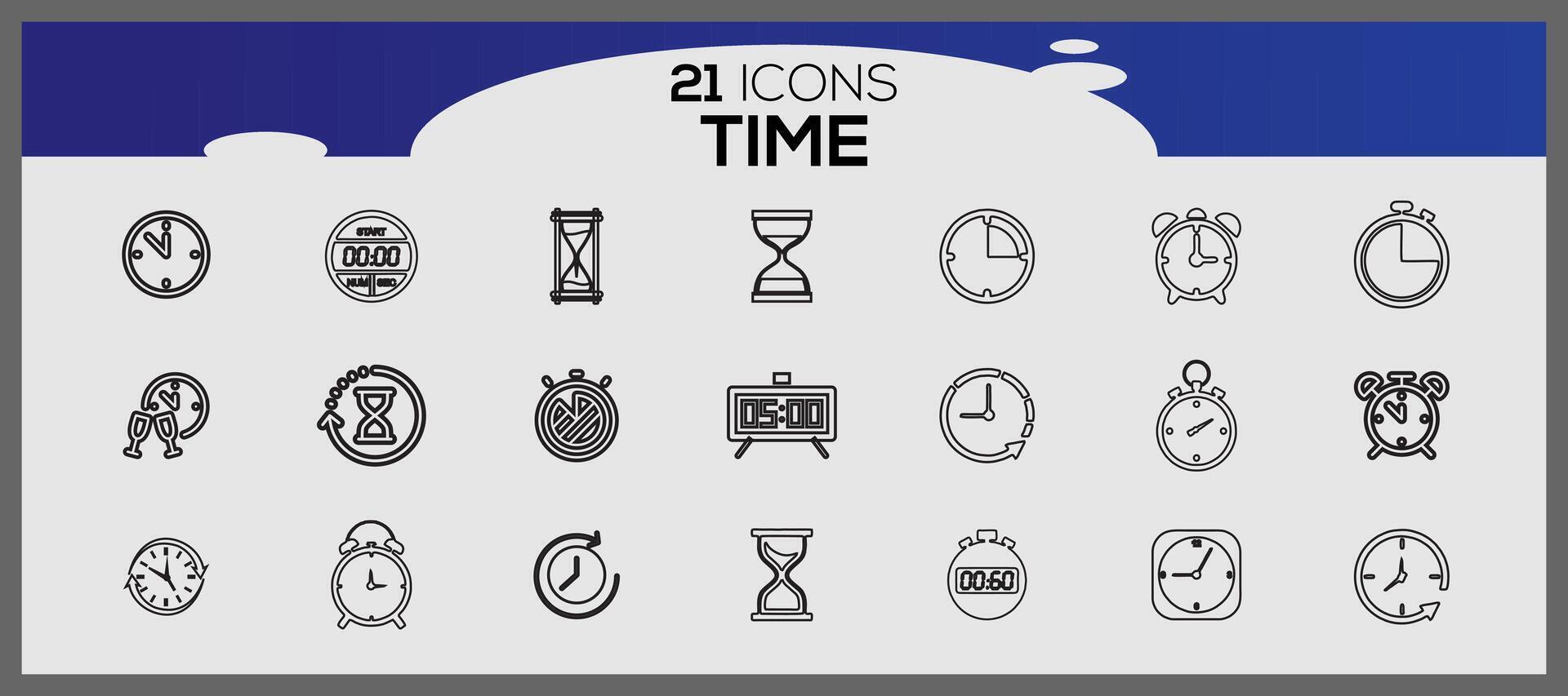 hora íconos recopilación. relojes icono colocar. reloj íconos colocar. vector