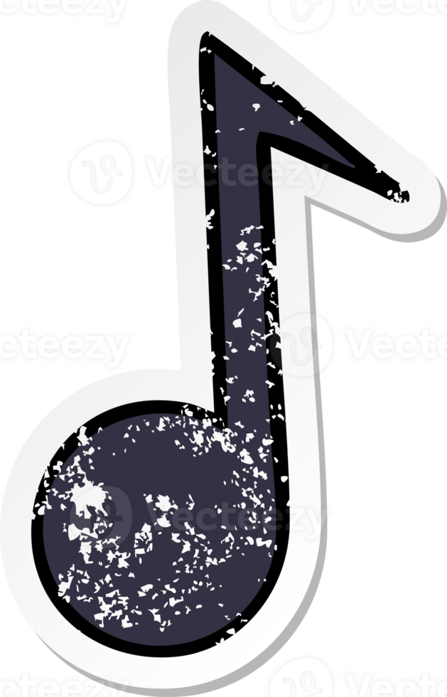 distressed sticker of a cute cartoon musical note png
