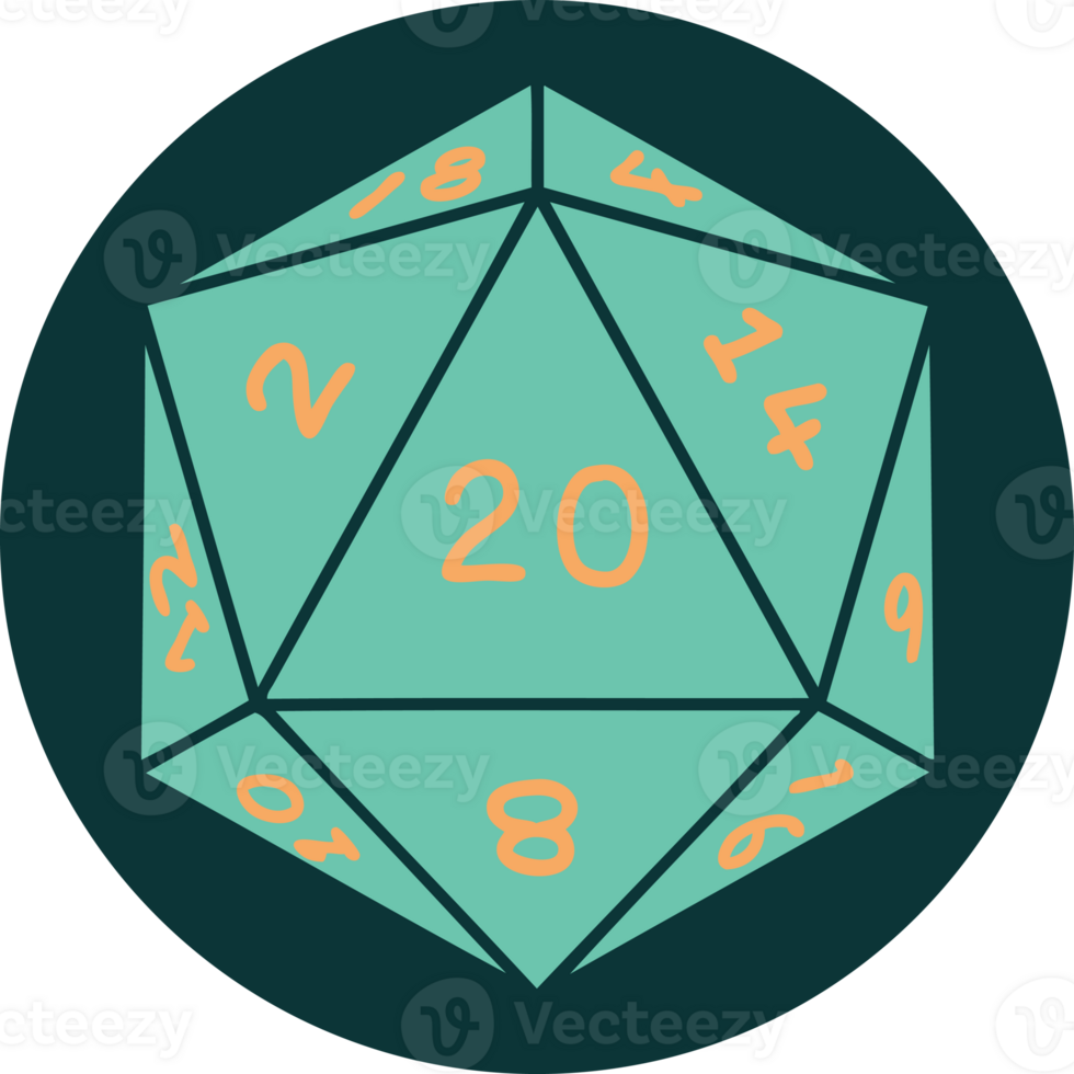 icon of natural 20 D20 dice roll png