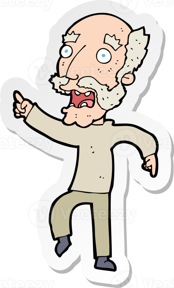 sticker of a cartoon frightened old man png