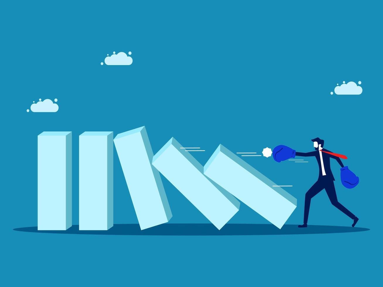 Domino effect. pushes dominoes to fall vector