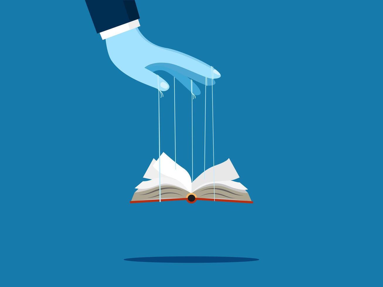 Academic corruption. Businessman with control over the book vector