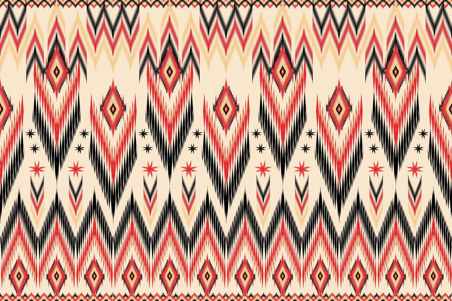 ikat tribal pattern in orange and yellow design for print carpet fabric vector