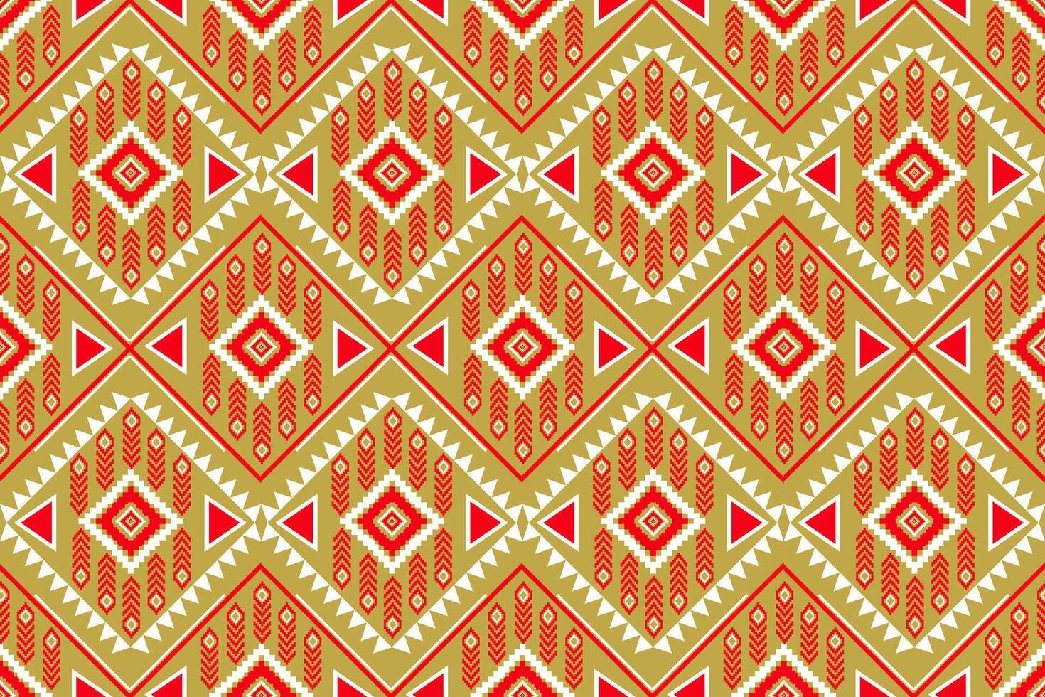 geometría modelo sin costura étnico rojo amarillo blanco diseño para impresión textil alfombra vector