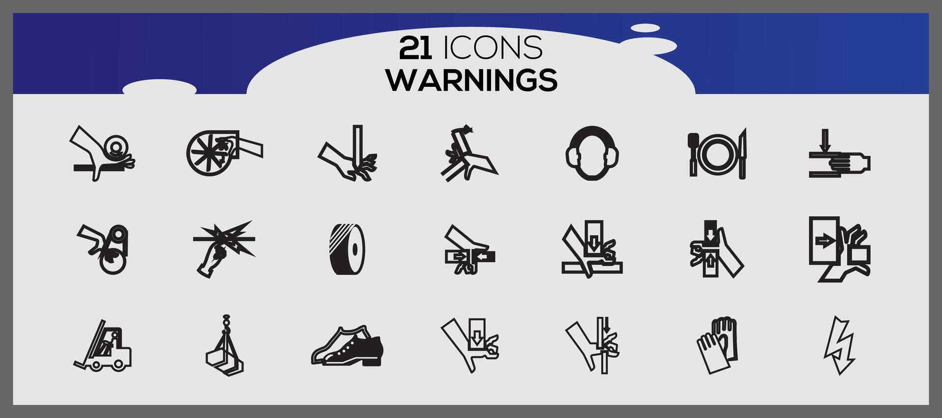 Simple Set of Warnings Related Vector Line Icons. Vector hazardous material signs all classes.