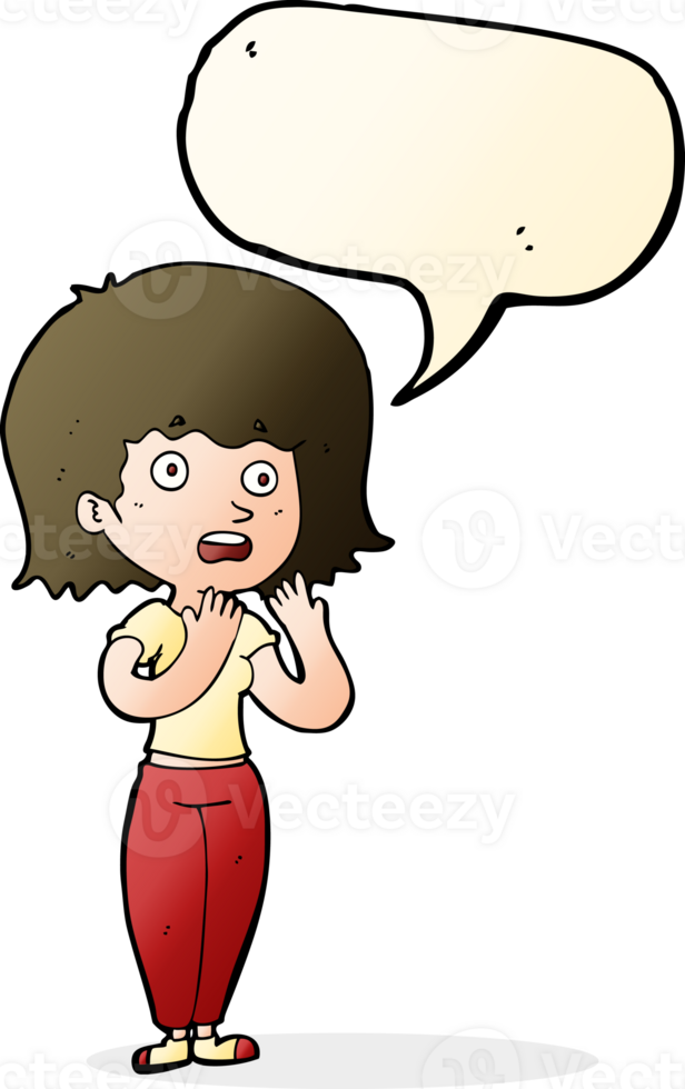 cartoon shocked woman with speech bubble png