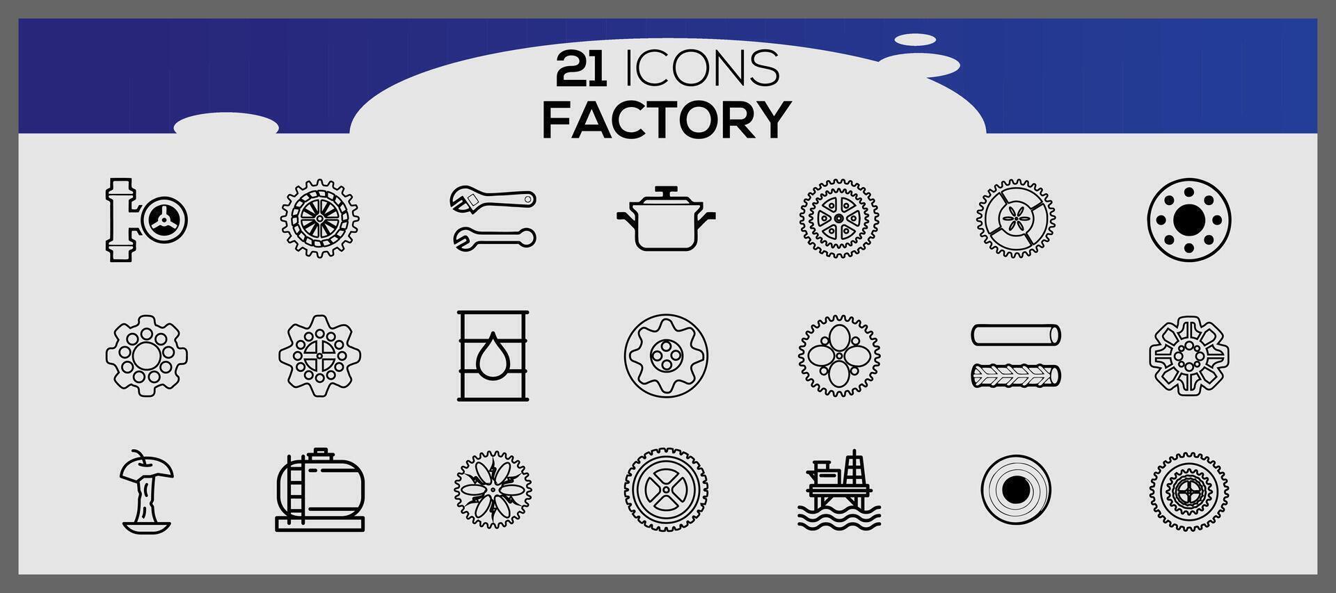 Factory icon pack, with outline icon style. Industrial buildings flat icon set. Plants and factories stickers icon set. vector