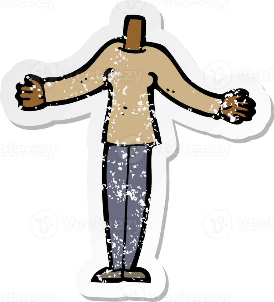 retro distressed sticker of a cartoon female body png