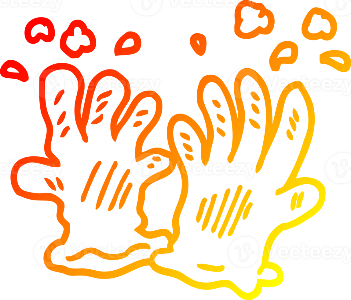 warm gradient line drawing of a cartoon garden gloves png