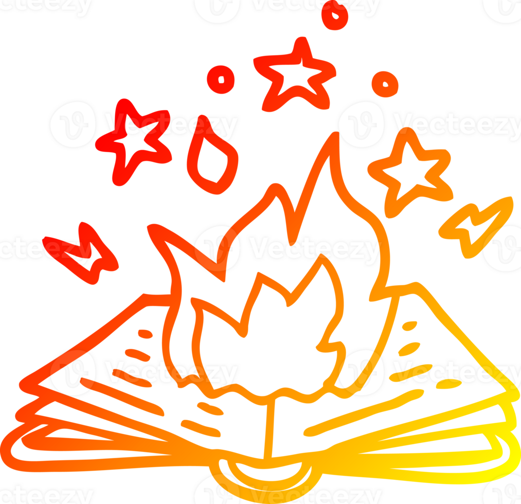 warm gradient line drawing of a cartoon spell book png