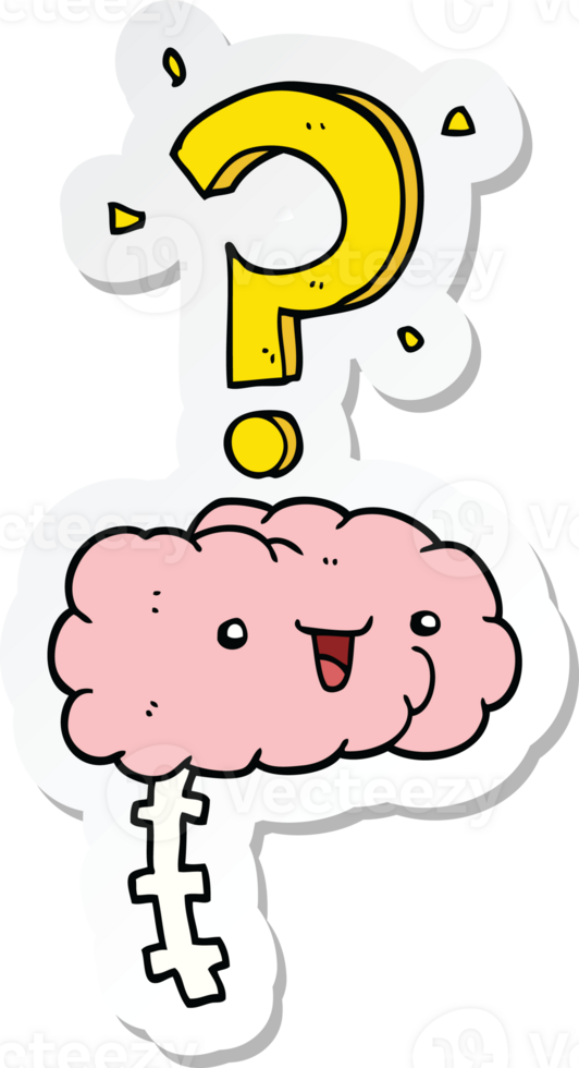 sticker van een tekenfilm nieuwsgierig brein png