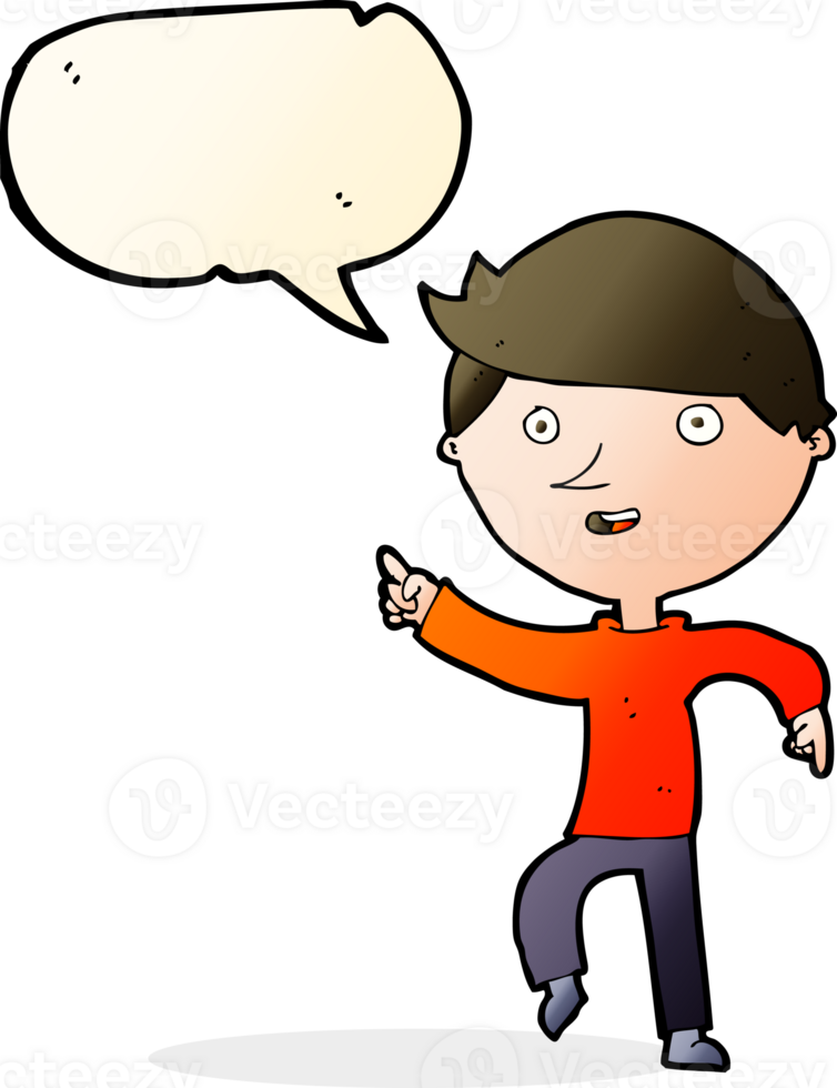 cartoon happy pointing with speech bubble png
