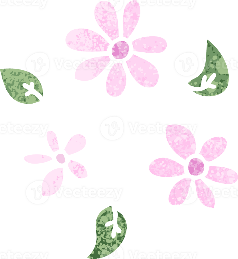 quirky retro illustration style cartoon flowers png