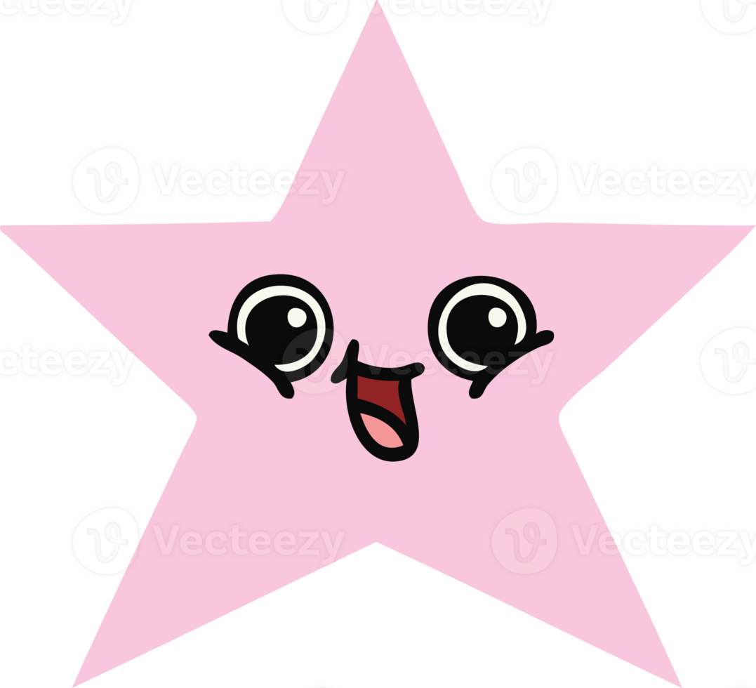 flat color retro cartoon star fish png