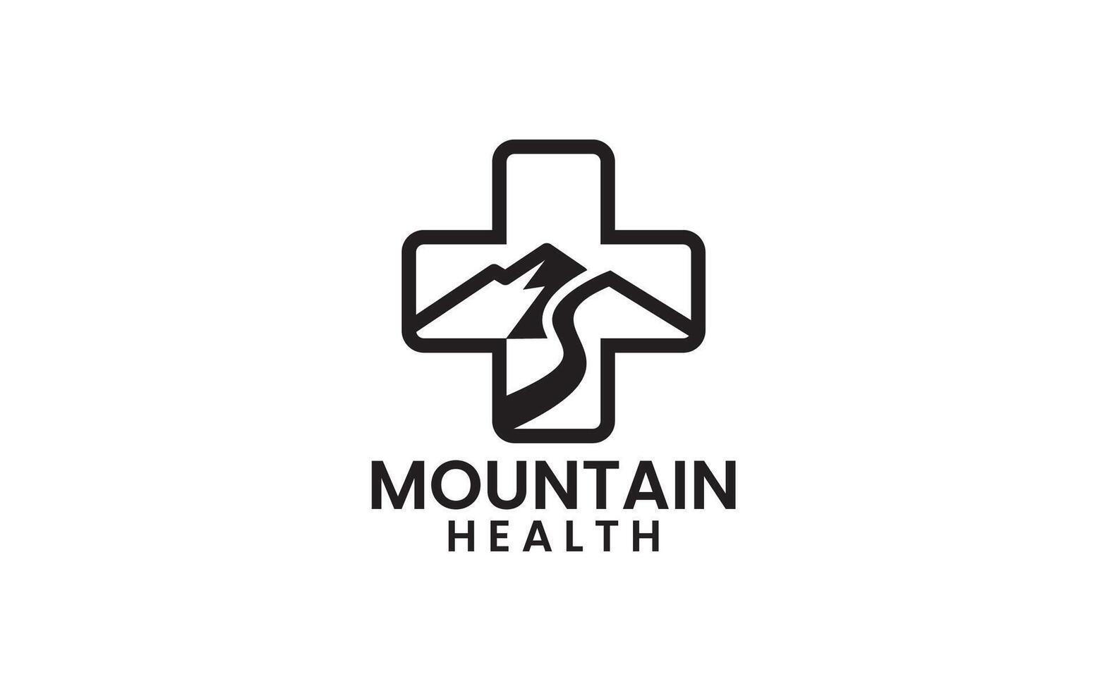 Medical cross mountain outdoor logo design vector