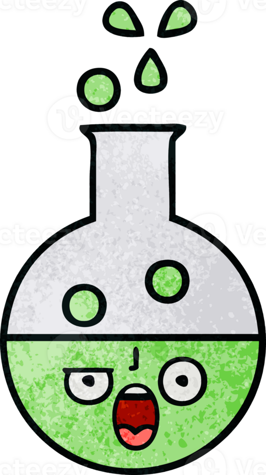retro grunge texture cartoon of a test tube png