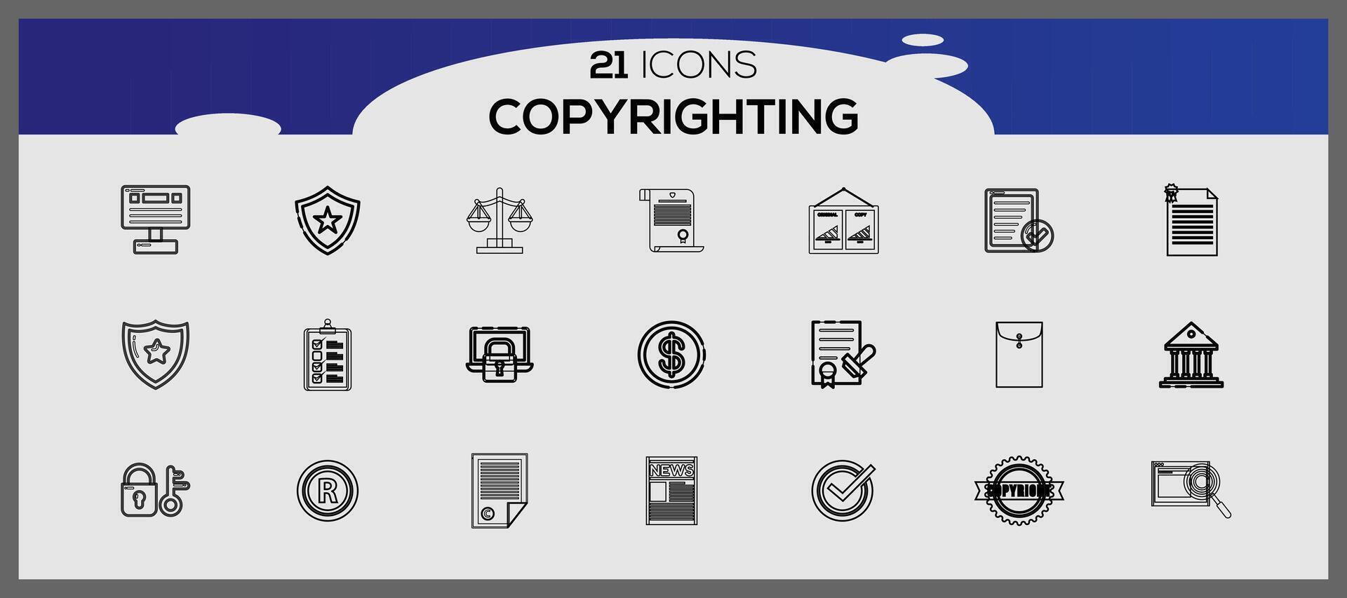 Creative copyrighting flat icon pack. Copyrighting icons collection. Internet elements icons. vector