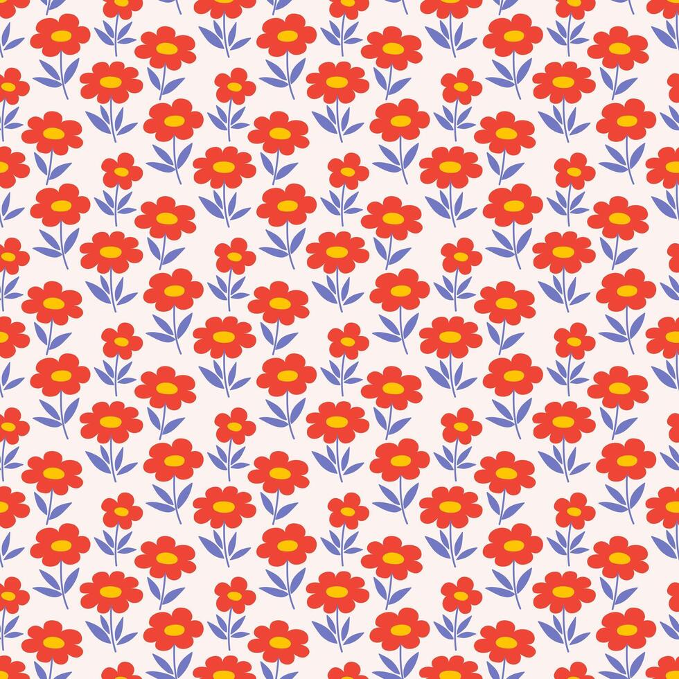 Vintage floral seamless pattern. Background with small simple flowers. Ditsy style fabric. Vector illustration