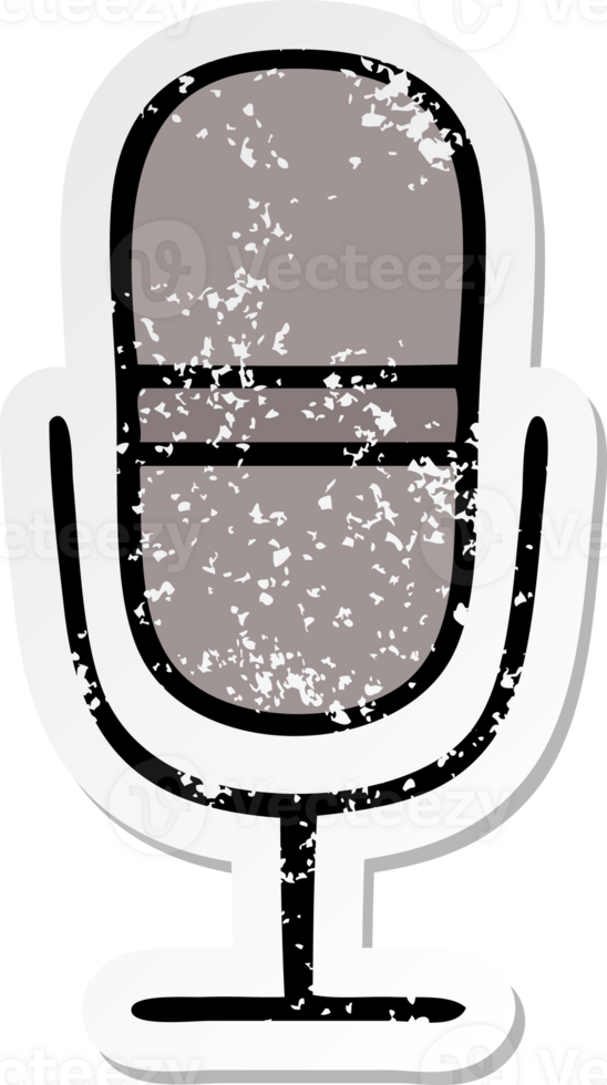 distressed sticker of a cute cartoon retro microphone png