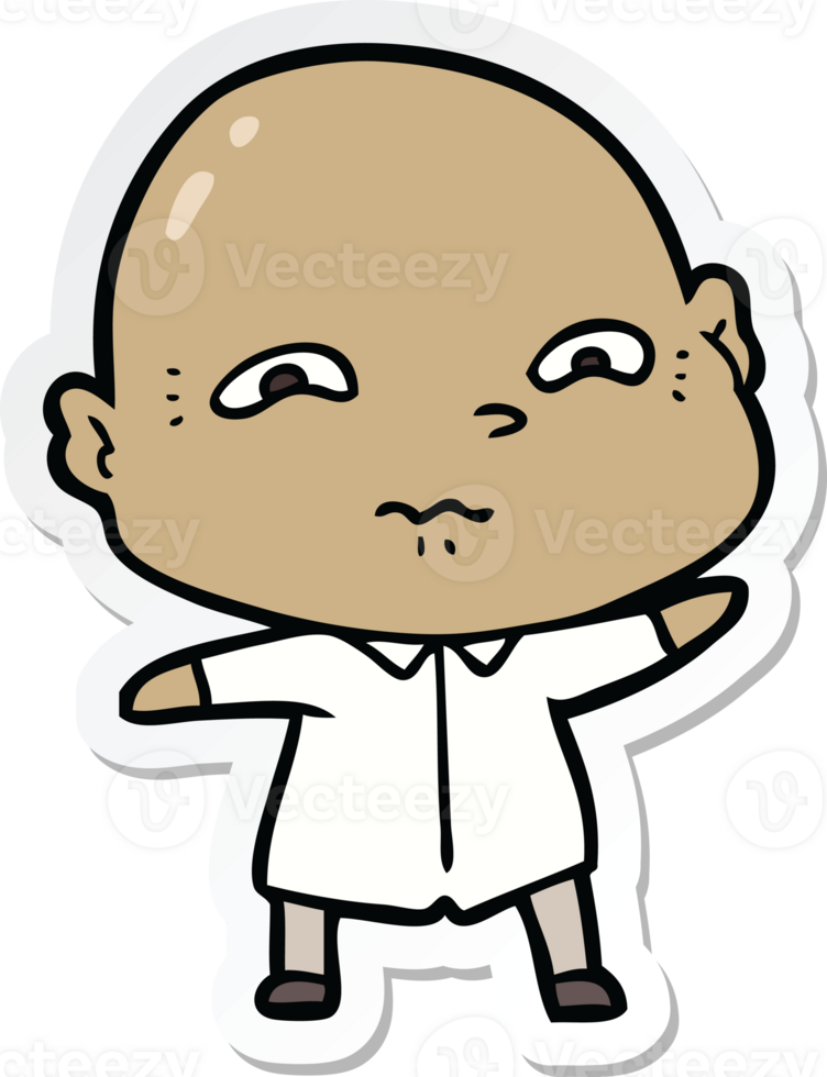 sticker of a cartoon nervous man png